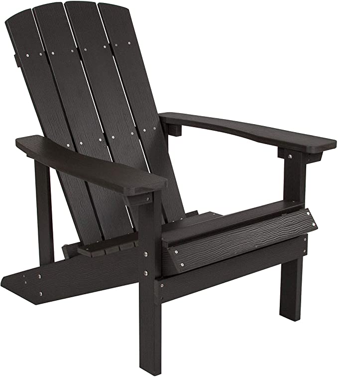 Flash Furniture Charlestown All-Weather Adirondack Chair in Slate Gray Faux Wood