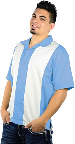 Mato & Hash Men's Short Sleeve Retro Bowling Camp Shirt