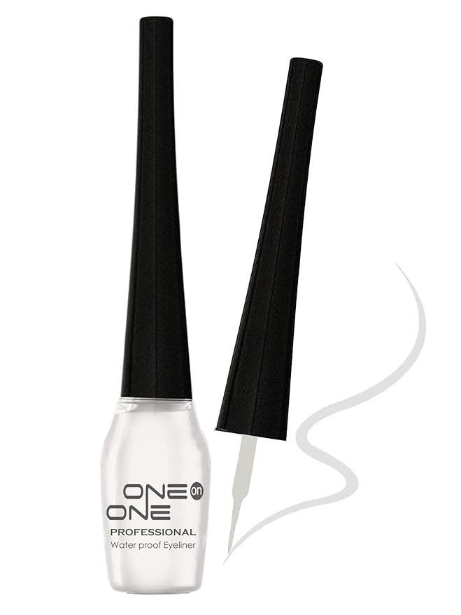 ONE on ONE Waterproof Eyeliner, White (5 ml) | Waterproof Color Liquid Eyeliner | Quick Dry Smudge Proof | Long Lasting Eye Makeup | White | 5 ml