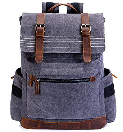 SUVOM Canvas Backpack, Vintage School Backpack, Stylish Travel Rucksack 15 inches Laptop Backpack for Women Men