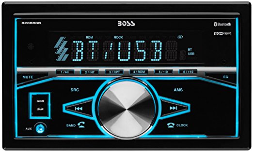 BOSS Audio 820BRGB Double Din, Bluetooth, MP3/USB/SD AM/FM Car Stereo,   Wireless Remote, Multi Color Illumination, (No CD/DVD)