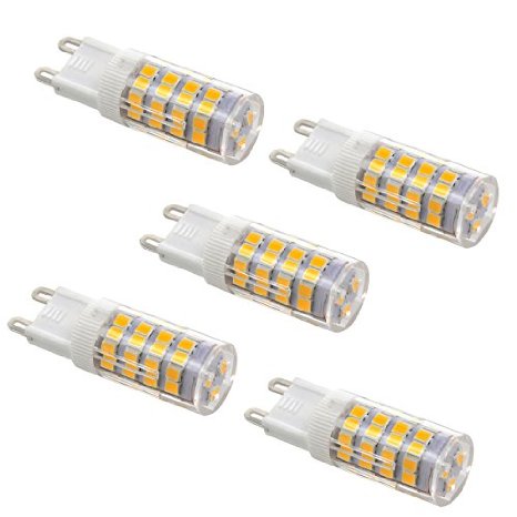LEORX G9 LED Bulbs Warm White 5W Replacement for 40W Halogen Lamp 310-330LM AC 100-120V- Pack of 5Energy Class A - Make Sure Your Local Voltage Fit AC 100V-120V