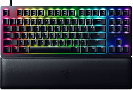 Razer Huntsman V2 TKL Tenkeyless Gaming Keyboard: Fastest Clicky Optical Switches w/Quick Keystrokes & 8000Hz Polling Rate - Detachable Type-C Cable - Doubleshot PBT Keycaps - Ergonomic Wrist Rest