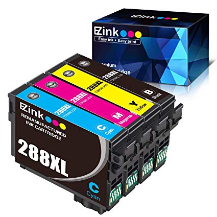 E-Z Ink (TM) Remanufactured Ink Cartridge Replacement for Epson 288XL 288 XL T288XL High Yield to use with Expression Home XP-330 XP-340 XP-430 XP-440 XP-446 (4 Pack with The Newest Updated Chip)