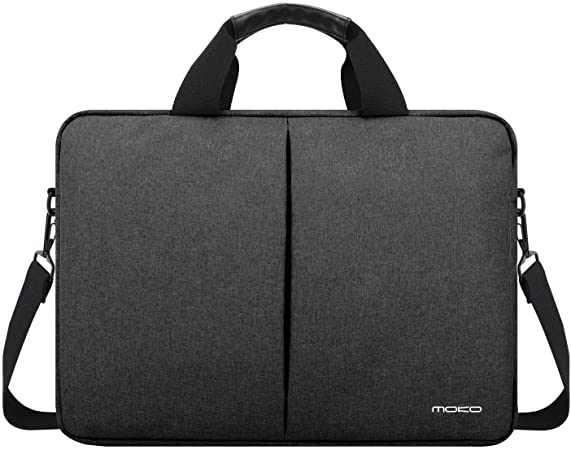 MoKo 14 Inch Laptop Shoulder Bag Compatible with 15" MacBook Pro, 15" Microsoft Surface Book, 14" Lenovo Flex 4, 14" HP Chromebook, 14" Dell Inspiron 14, Flax Handbag Notebook Sleeve, Dark Gray