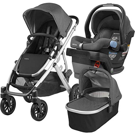 2018 UPPABaby VISTA Stroller - Jordan (Charcoal Melange/Silver/Black Leather)   MESA- Jordan (Charcoal Melange) merino wool version