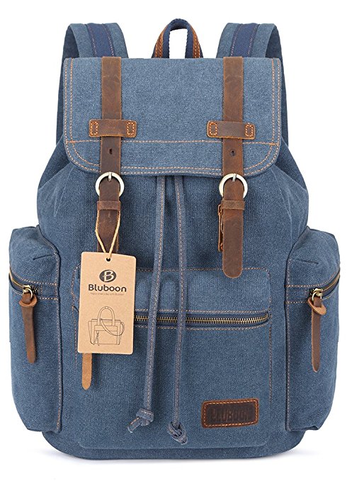 Vintage Canvas Backpacks Mens Rucksacks Casual Canvas Bags (Blue)