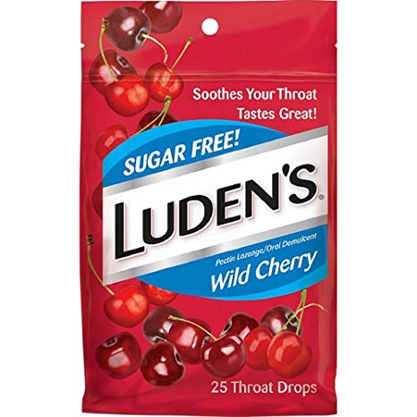 Luden's Sugar Free Wild Cherry Cough Throat Drops | Soothes Your Throat & Tastes Great | 25 Drops | 1 Bag