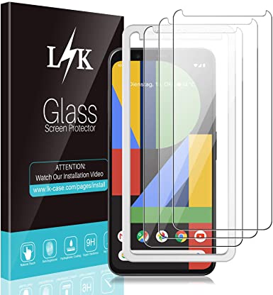 LϟK 3 Pack Screen Protector for Google Pixel 4 - Tempered Glass HD Clear 9H Hardness Bubble Free Case Friendly Alignment Frame Easy Installation Screen Protective Film