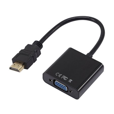 Kasstino 1080P HDMI Male to VGA Female Video Converter Adapter Cable for PC DVD HDTV (Black)