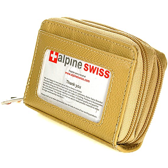 Alpine Swiss Womens Acordion Organizer Wallet Leather Credit Card Case Coin ID