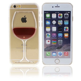 3d Red Wine Glass Transparent Hard Case Cover Shell for Iphone 6 (4.7 Inch)   Screen Protection Film Guard