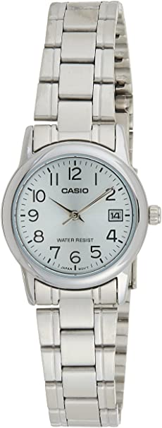 Casio #LTP-V002D-2B Women's Standard Stainless Steel Light Blue Dial Date Watch