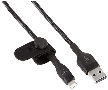 Belkin BoostCharge Pro Flex Braided USB Type A to Lightning Cable (1M/3.3FT), MFi Certified Charging Cable for iPhone 13, 12, 11, Pro, Max, Mini, SE, iPad and More, 2-Pack, Black