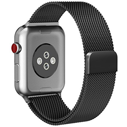 For Apple Watch Band 42mm Fully Magnetic Closure Clasp Mesh Loop Milanese Stainless Steel iWatch Band for Apple Watch Series 3 Series 2 Series 1 Sport and Edition - Black
