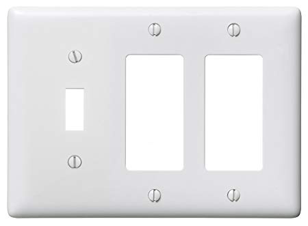 Bryant Electric NP1262W 3-Gang 1 Toggle 2 Decorator/GFCI Wall Plate, White