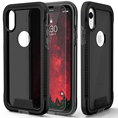 Zizo ION Series Compatible with iPhone XR Case Military Grade Drop Tested with Tempered Glass Screen Protector Black Smoke