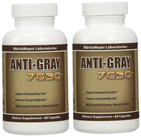 Anti-Gray Hair 7050 Restore Natural Hair Color 60 Capsule Per Bottle, 2 pack