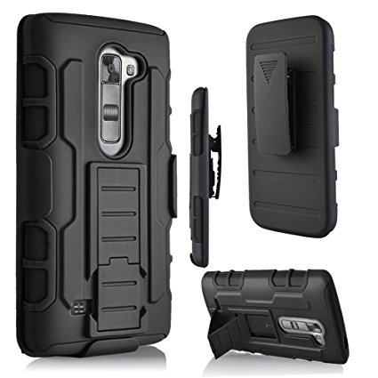 LG K10 Case, MCUK 3 Layer Shock Resistant Hybrid Armor Full Body Protective Case with Kickstand and Removable Holster Swivel Belt Clip Cover for LG K10 (LG K10)