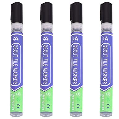 DOITOOL 4pcs Grout Pen Black, Grout Restorer Pen Renew Repair Marker for Tile Wall Floor