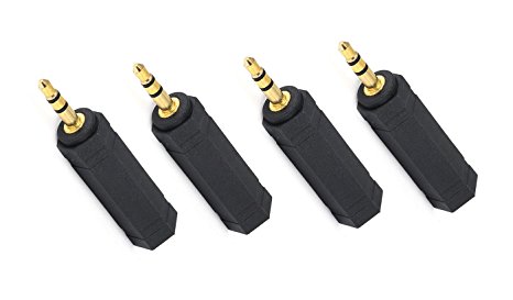 4 PCS 3.5mm Stereo Plug to 6.35mm 1/4 Inch Stereo Jack Adaptor Gold Plated, CNE579726