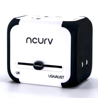 Universal World Travel Adapter - International Travel Plug Adapter - USB Wall Charger - Dual Port USB Hub & Travel AC Adapter - Surge Protector Power Plug - Compact Travel Adapter with Pouch