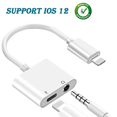 Headphone Adapter 3.5mm Audio Jack Charging Adapter for iPhone X/Xs/XS max/7/7 Plus/8/8 Plus, Audio Splitter   Charge Connector Compatible with iOS 12