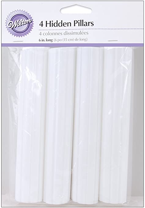 Wilton 303-8 4-Pack Hidden Pillar for Cakes, 6-Inch