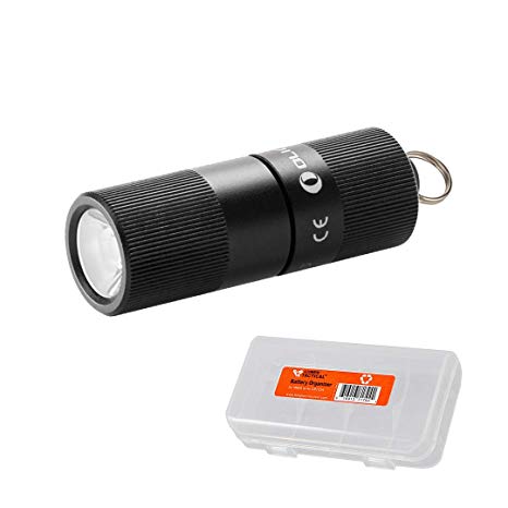 Olight I1R EOS 130 Lumen 0.5 ounce Tiny Rechargeable Keychain Flashlight with Charging Cable & LumenTac Organizer