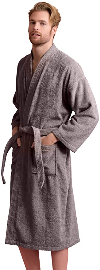 Men's Robe, Turkish, Cotton Loops Terry Kimono Spa Bathrobe