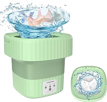 Portable Washing Machines, Foldable Mini Washing Machine, Compact Washing Machine for Baby Clothes, Underwear or Small Items, Apartment, Dorm, Camping, RV Travel Laundry- Gift Choice, Green