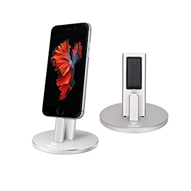 Aluminum iPhone Stand, CASEKING Adjustable Desktop Charging Stand,Charging Adapter Holder,Charger Stand Dock,Charging Dock Station Cradle Holder Charger for iPhone6S/SE/5/5s/6 plus/iPad (Silver)