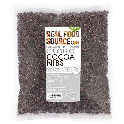 RealFoodSource Certified Organic Peruvian Raw Criollo Cacao / Cocoa Nibs (1KG - 1 Pack)