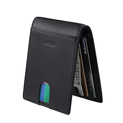 Mens Leather Wallets, RFID Credit Card Holder with Money Clip for Men Women