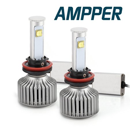 H11 (H8 H9) LED Headlight Bulbs, Ampper Ultra Bright Arc Style Beam All in One Conversion Kit - 80W 8,000Lumen 6K Cool White CREE Chips (Pack of 2)