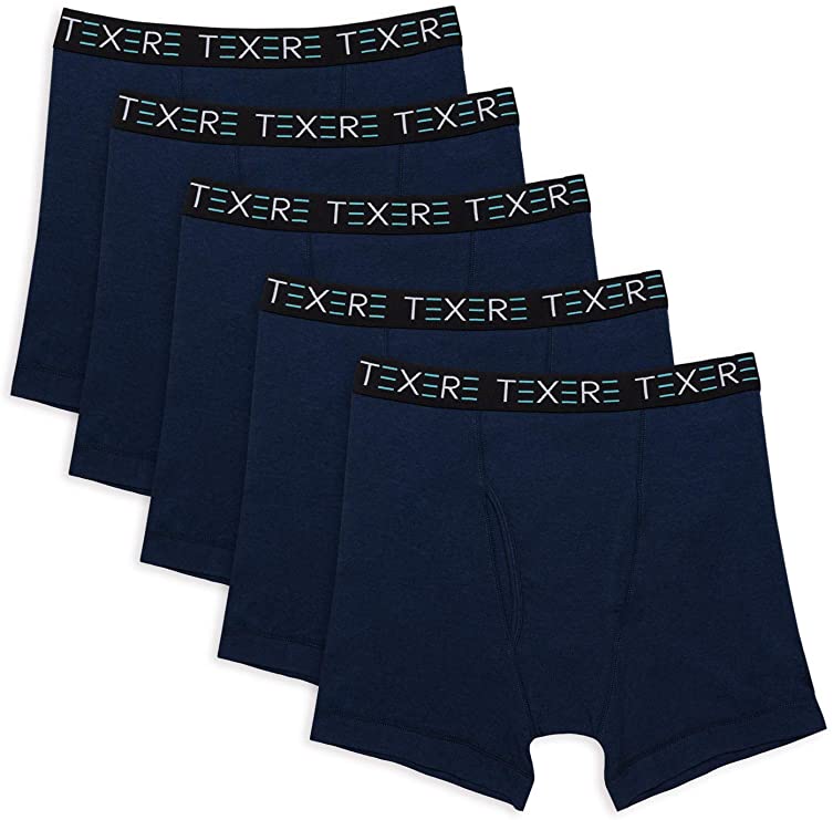 Texere Men's 5 Pack Boxer Briefs- Athletic Bamboo Viscose Underwear (Adao)