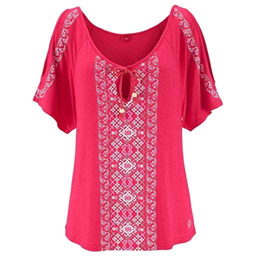 CUCUHAM Women Summer Print Short Sleeve Shirt Tops Blouse T-Shirt