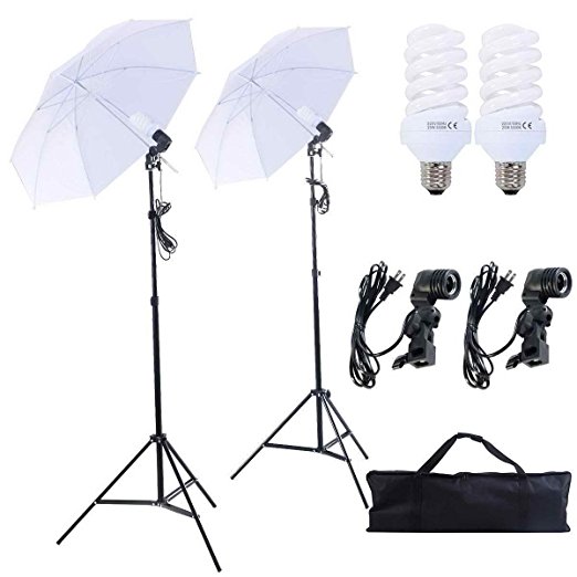 Safstar Photography and Video Day Light Umbrella Continuous Lighting Kit with Stands ( 2 white umbrellas)