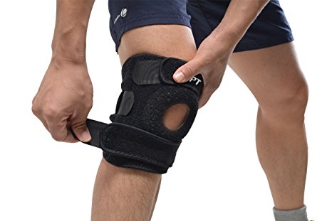 AGPTEK Ultra Flex Breathable Knee Brace Support Neoprene Sleeve - Active Wear, Adjustable Size,Anti-slip Silicon, Black