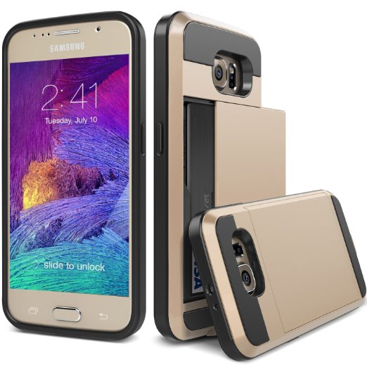 S7 Case, TekSonic® Samsung Galaxy S7 Case (Gold) Armor Series [Card Slide Slot][Drop Protection][Heavy Duty][Wallet] Full Cover Protection Tough Case for Samsung Galaxy S7 (Golden)