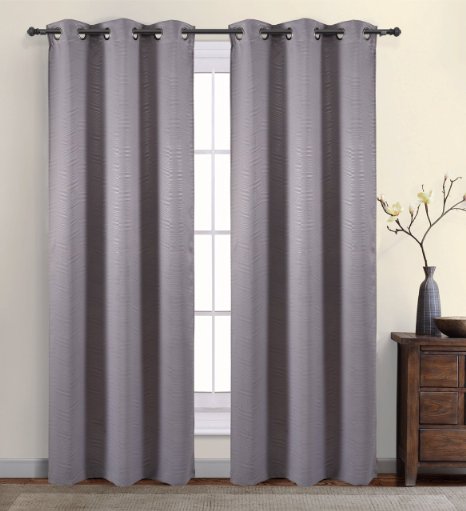 2 Pack Regal Home Collections Alden Heavy Duty Chevron Thermal Blackout Curtains - Assorted Colors Grey