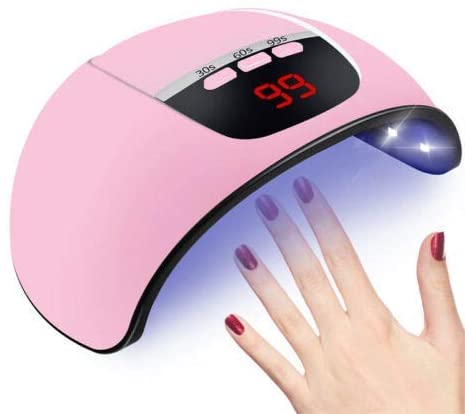 UV LED Nail Lamp, 54W Nail Dryer for Gel Polish Professional Nail Art Tools, Intelligent Induction Nail Lamp with LCD Display and 3 Timer Setting (USB Port)