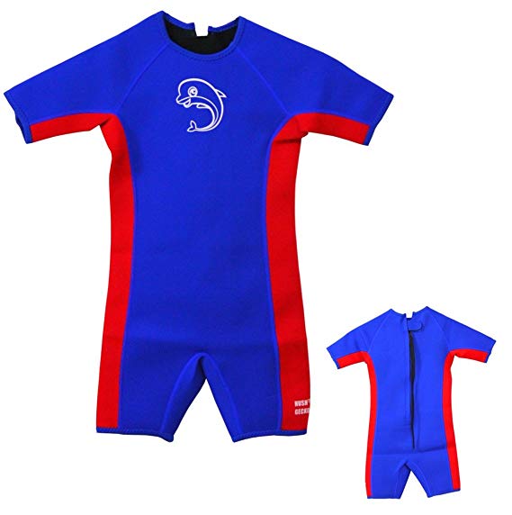 HushGecko Kids Thermal Swimsuit, UPF50  Protection, Neoprene Swimwear 3mm Thickness, Swim Suit Wetsuit Aqua Warmer
