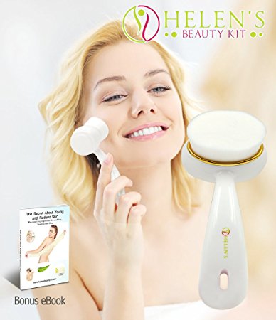 Facial Cleansing Brushes by Helen's Beauty Kit® - Best Facial Cleaning Brush for Your Face, Exfoliating Brush, Cheap Christmas Gifts for Dad Mom Girlfriend Teacher, Deep Cleansing (White)