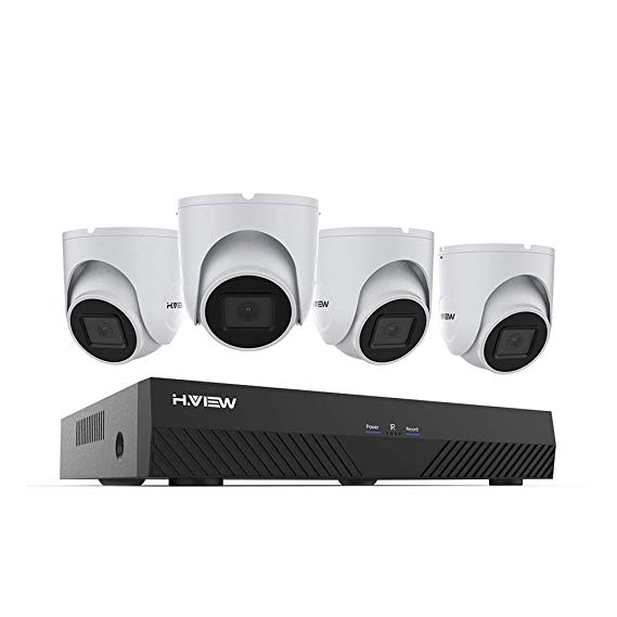 H.VIEW CCTV System HD 8 Channel 5MP NVR with 4x5mp IP cameras Business & Home POE Security System Indoor/Outdoor Cameras 100ft Night Vision Easy to Install Yourself
