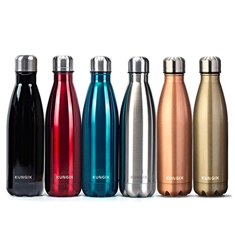 Kungix Vacuum Water Bottle, Insulated Stainless Steel Metal Lightweight Double Walled Drinking 500ml Flask Vase for Outdoor Sports Riding Cycling Camping Hiking