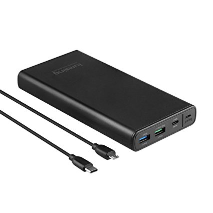 Lumsing 15000mAh Portable Charger,Quick Charge 3.0 USB-C External Battery Power Bank for iPhone, iPad, Smartphones and Tablets (black)