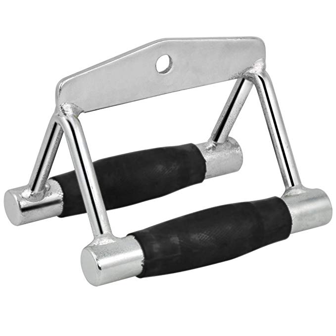 BodyRip Seated Row Chinning Bar with Rubber Handles Multi Gym Cable Crossover Machine Power Cage Attachments, Silver
