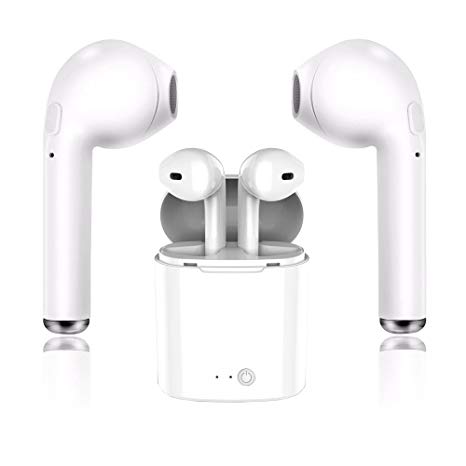 I7 Bluetooth Headset, Wireless Sports Headphones with Charging Kit Headphones Mini Headphones with Microphone Headset, Hands-Free iPhone X 8 8plus 7 7plus 6S Smartphone Samsung iOS Android