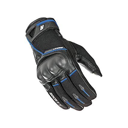 Joe Rocket Supermoto Mens On-Road Motorcycle Leather Gloves - Black/Blue/X-Large